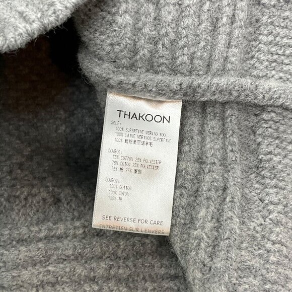 Thakoon Mixed Media Sweater Gray Size S Merino Wool Pullover Crew Neck - Picture 8 of 9